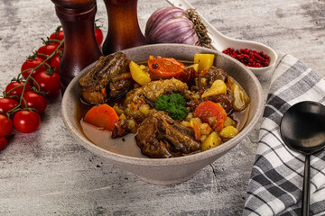 Gourmet Oxtail beef soup with vegetables