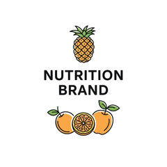 Nutrition Brand Logo Featuring Pineapple and Citrus Fruits for Healthy Eating.