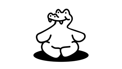 Crocodile toy symbol, black isolated silhouette