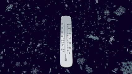 thermometer shows a temperature decrease