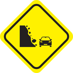 Roadside Warning Sign for Falling Rocks and Debris