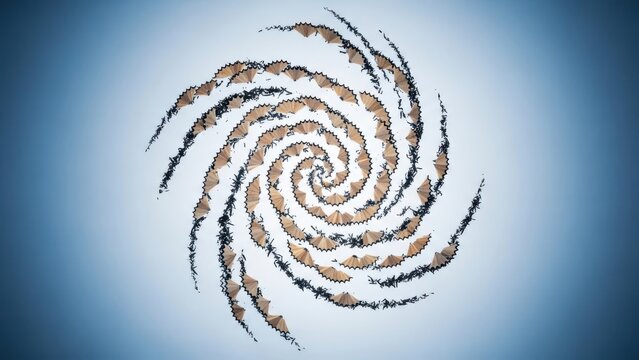 Abstract spiral galaxy with swirling cosmic dust and stars against a blue gradient background