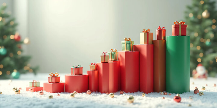 Christmas Business Growth Bar Chart in Festive Corporate Style - Powered by Adobe