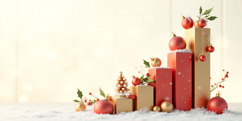 Christmas Business Growth Bar Chart in Festive Corporate Style