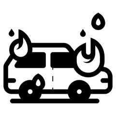 car fire burned by arson icon