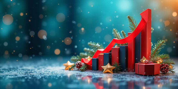 Christmas Business Growth Bar Chart in Festive Corporate Style - Powered by Adobe