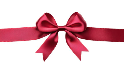 Red satin bow with ribbon isolated on a transparent background