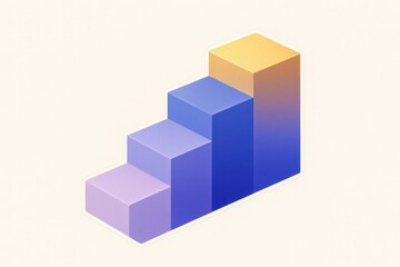 Obraz premium Dynamic stacked bar chart visualization showcasing incremental progress with a gradient color scheme symbolizing growth and success in a minimalist design style