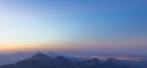 View of Antalya and the sea from above. A popular tourist city in Turkey.
