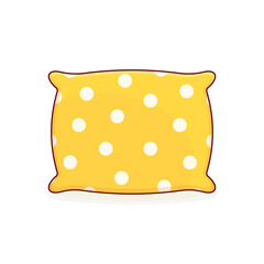 Yellow pillow with white polka dots cartoon cute