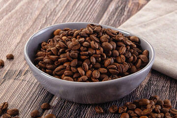 Roasted brown araboca coffee beans