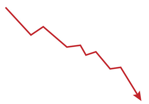 downward sloping red arrow graph