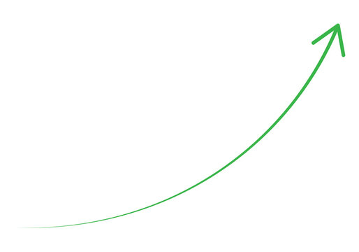 Green upward arrow curve symbolizes growth, progress, and positive trend in business