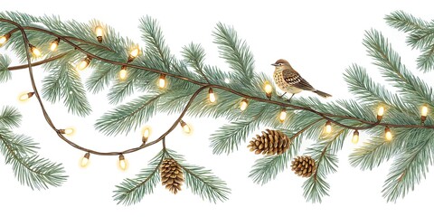 Obraz premium christmas tree branch with cones