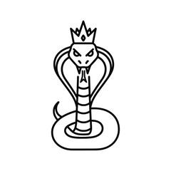 Cobra snake with a crown line art illustration isolated on