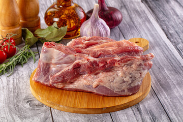 Raw spare pork ribs meat