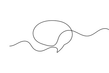 Speech bubble simple one line drawing clean minimalist outline vector graphic icon with background
