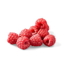 Fresh Ripe Raspberries Pile Isolated on White Background.