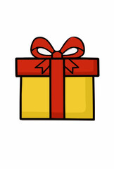 Yellow Christmas Gift Box Illustration