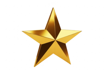 Golden star isolated on transparent background