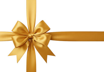 Fototapeta premium Golden ribbon bow isolated on transparent background