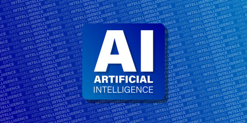 Abstract futuristic digital and technology background. AI(Artificial Intelligence) wording design