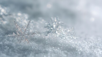 雪の結晶が輝く冬のホワイト背景2