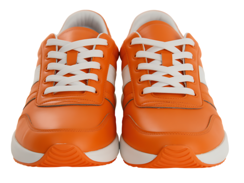 Bright Orange Sneakers Front View Illustration, Transparent PNG