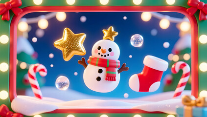 A playful Christmas toyland frame full of cheerful details