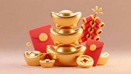 Cute festive objects illuminated in warm soft light