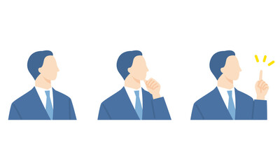 スーツを着た男性、ビジネスパーソンの表情アイコン