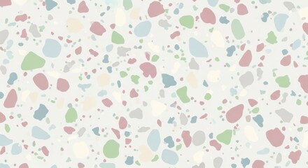 Abstract colorful terrazzo pattern with irregular stone-like shapes in pastel shades for modern
