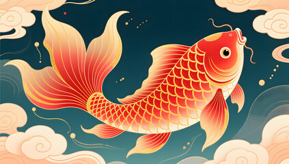 Dreamy oriental koi bringing auspicious vibes