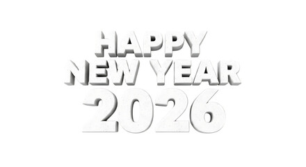 Happy new year 2026. png image. Happy new year 2026 text with 3d effect isolated on transparent background.
