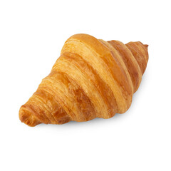 Golden Croissant Pastry Isolated on White Background.
