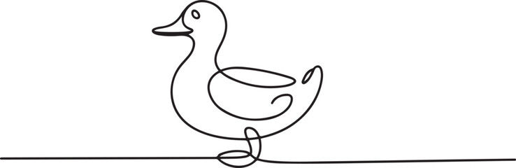 Duck one line continuous drawing. Duck symbol.one line icon with out background