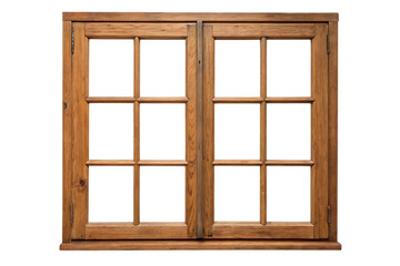 Obraz premium Wooden window frame with six panes isolated on white background