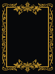 Ornate Floral Frame Design In Gold Color