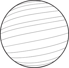 Pilates Ball Hand-drawn Sketch Drawing Vector Illustration, Line Linear Symbol Engraving Coloring Book, Black and White Isolated