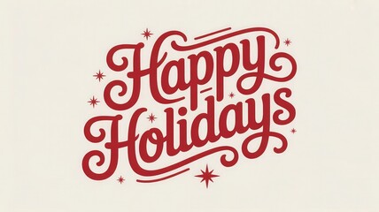 “Happy Holidays Typography Design – Festive Retro Holiday Greeting Graphic”