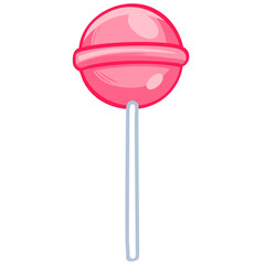 Pink Lollipop Candy Cartoon Illustration Vector