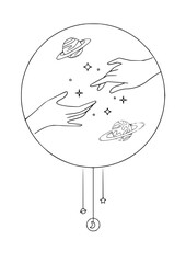 Cosmic Connection Line Art