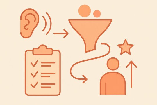 Visual representation of auditory processing developing into actionable insights highlighting the importance of effective communication and feedback mechanisms in personal growth