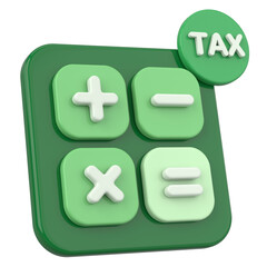 Fototapeta premium 3D Tax Icon Illustration with Calculator and Finance Elements.