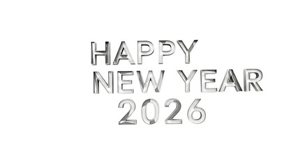 Happy new year 2026. png image. Happy new year 2026 text in white distressed font isolated on transparent background.