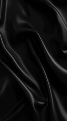 Fototapeta premium Close-up of smooth black fabric, showcasing elegant folds and rich texture. Ideal for fashion, design, and textile-related imagery.