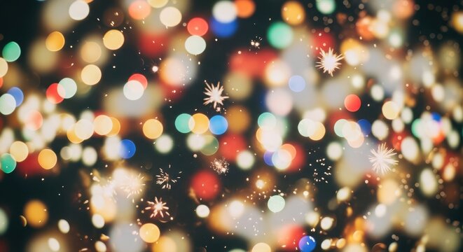 Abstract bokeh lights and bright color spots - Powered by Adobe