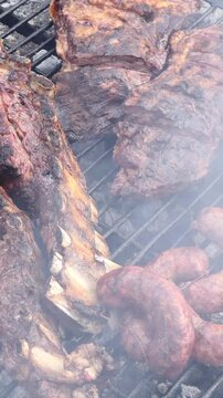 Argentinian grill, a traditional barbecue with a variety of meats.