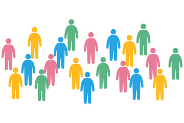 カラフルな人の群れのイラスト