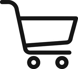 Bold outline shopping cart icon, e-commerce buy and checkout symbol, retail purchase vector graphic
